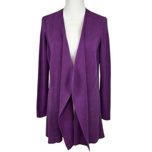 EILEEN FISHER Purple Silk Knit Open Front Cardigan Sweater Women's Size Small